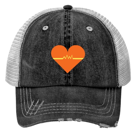 Heartbeat with Heart health care and Cardiac Trucker Hats