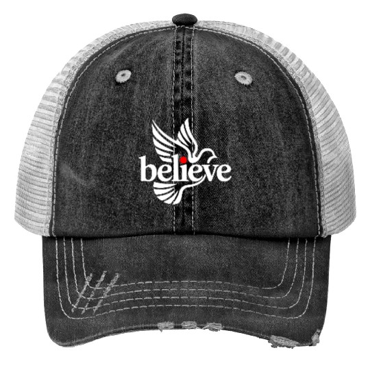 Believe white Trucker Hats