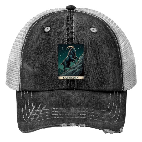 Zodiac Card Capricorn Trucker Hats