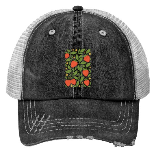 Strawberry Garden Pattern Trucker Hats