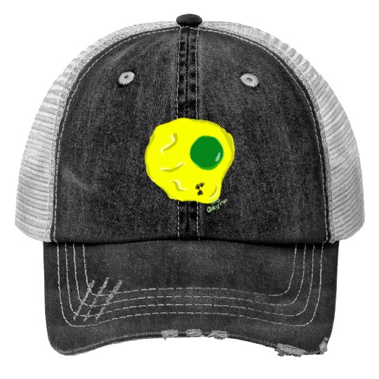 Yellow and green fried egg and flies Trucker Hats