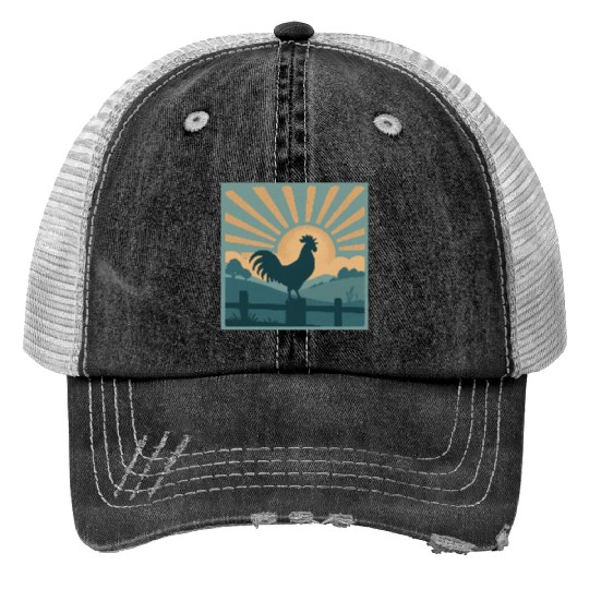 Vintage Rooster Dawn Trucker Hats