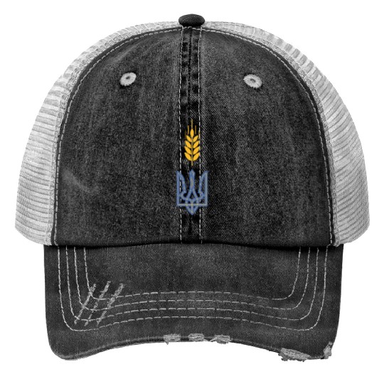 Ukraine Trident Wheat Symbol Ukrainian Heritage Trucker Hats