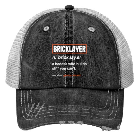 Bricklayer Definition Genius Wizard Humor Trucker Hats