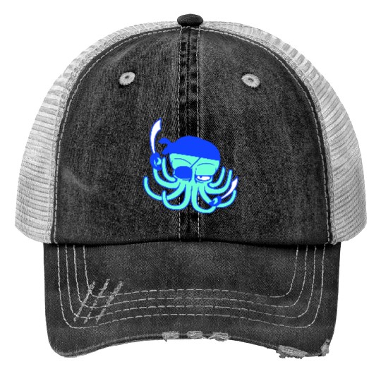 Octopus pirate crew captain sailor buccaneer sail Trucker Hats
