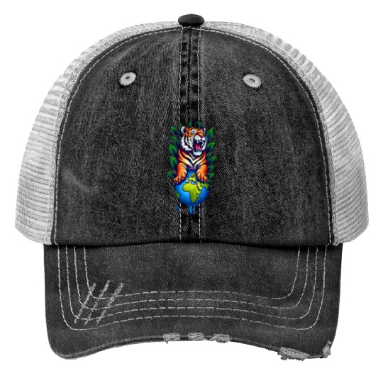 Tiger Earth Embrace ✦ Eco Accessory ✦ Vibrant Trucker Hats