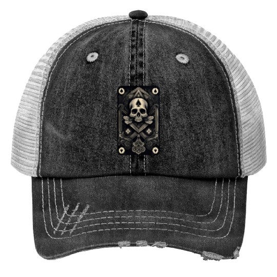 Ace of Spades Skull Design • Gothic Card Art Trucker Hats