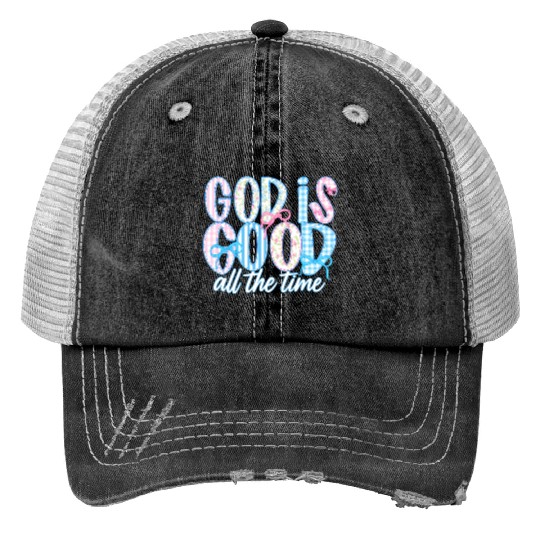 God Is Good All The Time Preppy Boho Christian Trucker Hats
