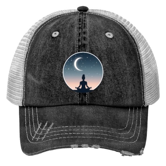 Moonlit Yoga Pose Trucker Hats