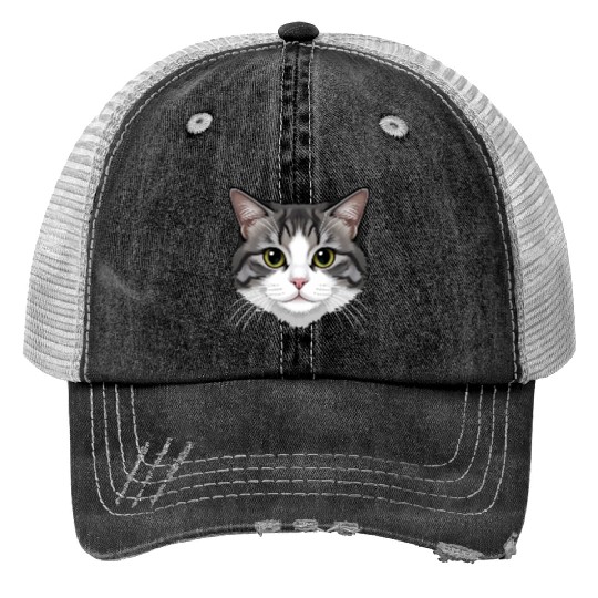 Realistic Cat Face – Feline Charm in Every Detail Trucker Hats