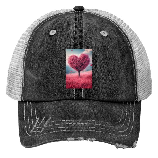 Romantic Heart Tree in Bloom Trucker Hats