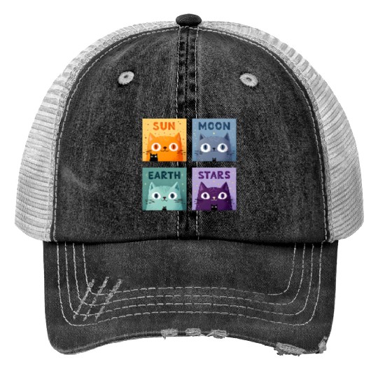 Funny Cat Trucker Hats | Retro Cat Meme Trucker Hats