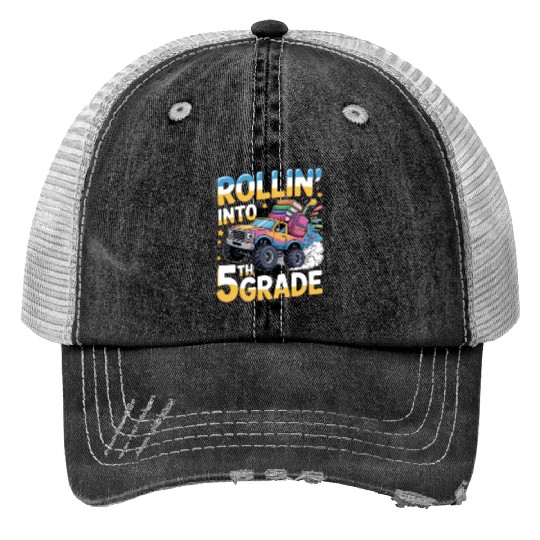 Funny Back To School Rollin' Into 5th Grade Trucker Hats