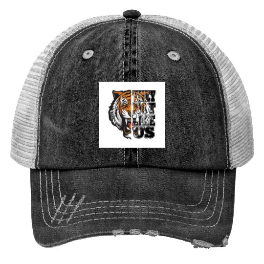 Bold Tiger and Protest Message Design Trucker Hats