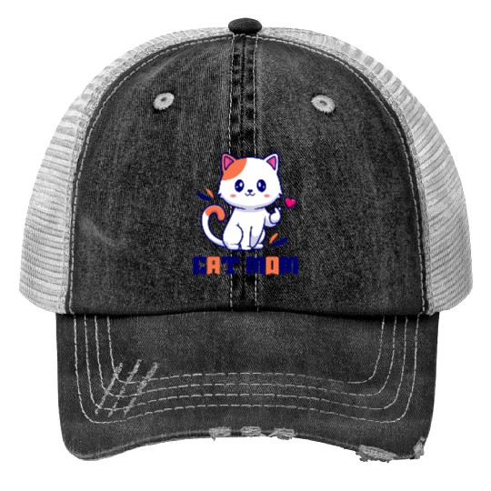 Cute Cat Mom Design Trucker Hats