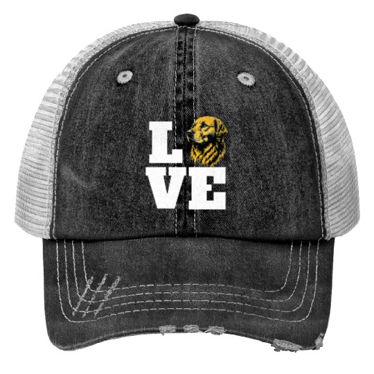 Love Dog Text Design Trucker Hats