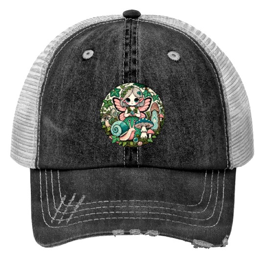 Enchanted Forest Fairy Illustration Trucker Hats