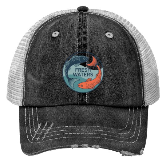 Fresh Waters Koi Fish Artwork Trucker Hats