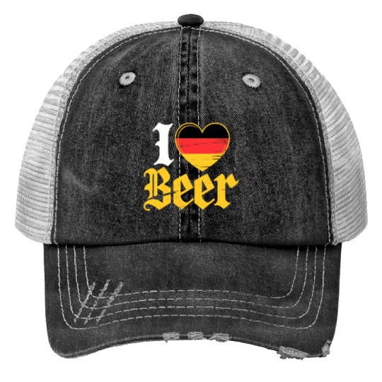 I Love Beer German Bier Funny Germany Flag Trucker Hats