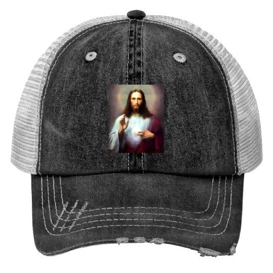 Divine Surreal Jesus Portrait Trucker Hats
