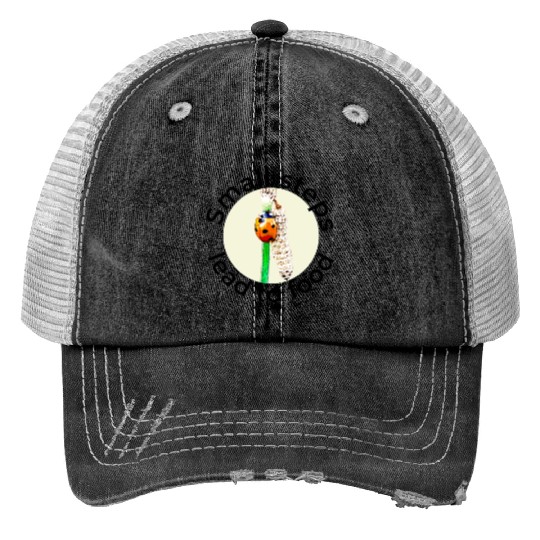 Small Steps Lead to Food – Ladybug Art Trucker Hats