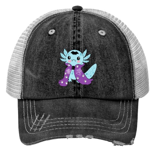 Cute Blue Vampire Axolotl Trucker Hats