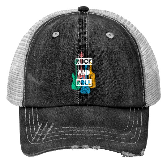 Rock and Roll Guitar Art Design Trucker Hats