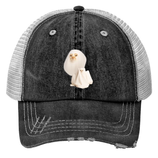 ghost cat meme funny halloween Trucker Hats
