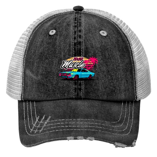 Retro 1969 Muscle Car Sunset Design Trucker Hats