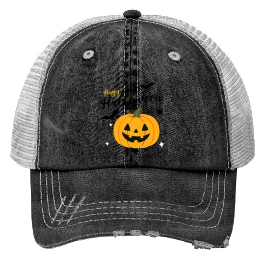 Pumpkin Jack O Lantern Halloween Design Trucker Hats