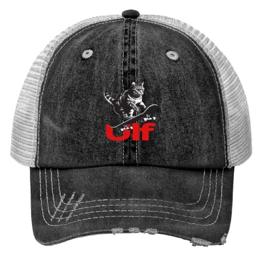 Cool Skateboard CAT with cute Boy Name ULF Trucker Hats