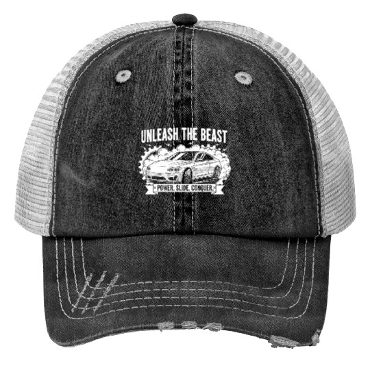 Unleash the Beast Drift Car Design Trucker Hats