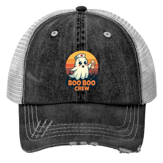 Halloween Boo Boo Crew Cute Ghost Nurse Doctor Trucker Hats