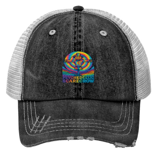 Psychedelic Scarecrow Trippy EDM Rave Festival Trucker Hats