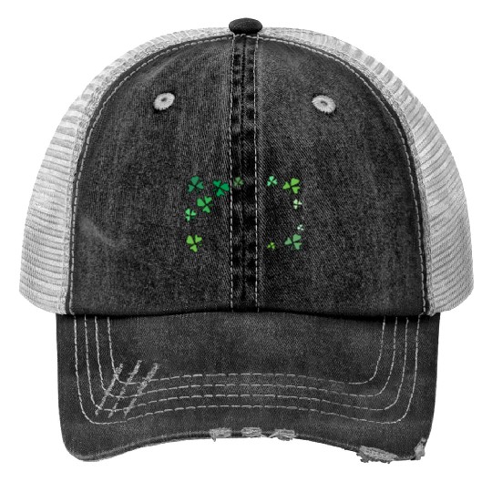 Dark green shamrocks, St Patrick's Trucker Hats