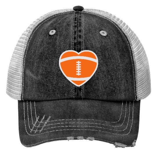 Football Rugby Heart Trucker Hats