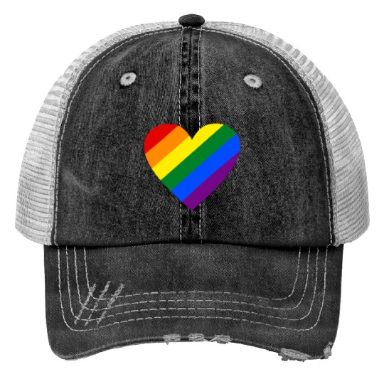 Rainbow Heart Trucker Hats