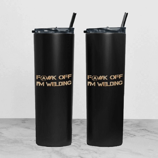 Fuck Off Tan-Orange Tumbler With Lid And Straw