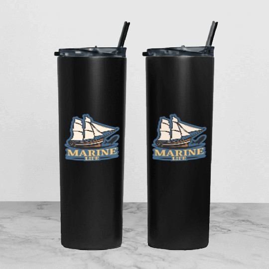 marine life logo Tumbler With Lid And Straw
