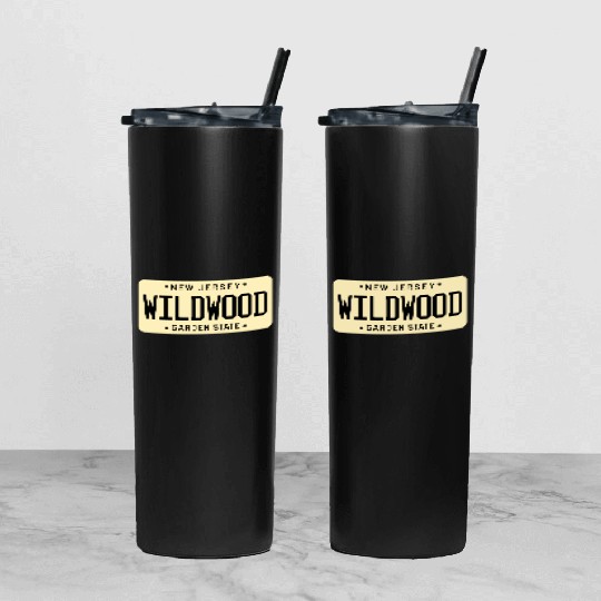 Wildwood New Jersey License Plate Tumbler With Lid And Straw