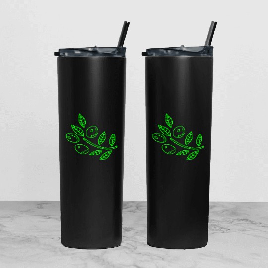 Olive branch Tumbler With Lid And Straw
