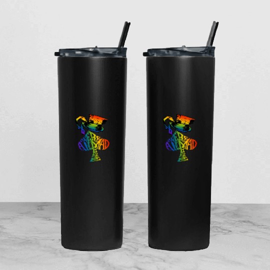 Alice in Wonderland | Were All Mad Here | Mad Hatter | LGBT Rainbow Tumbler With Lid And Straw