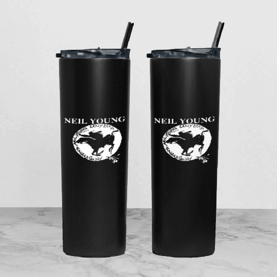 Neil Young Crazy Horse Unisex Retro Rock Horse Tumbler With Lid And Straw