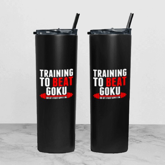 Training To Beat Goku Tumbler With Lid And Straw