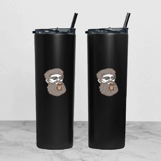 Beard Weasel Funny Beard Design Tumbler With Lid And Straw