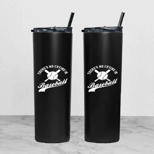 No Crying in Baseball Funny Sports Fan Tumbler With Lid And Straw
