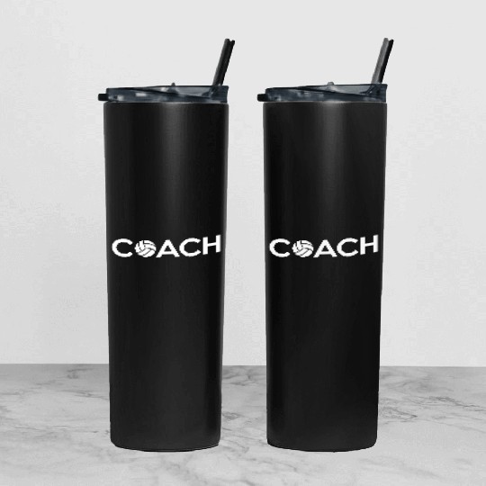 Volleyball Coach Tumbler With Lid And Straw