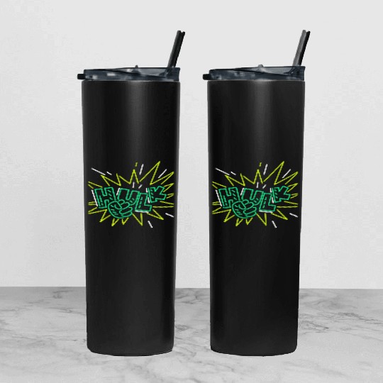 Neon Hulk Tumbler With Lid And Straw By Marvel Design By Humans----PD