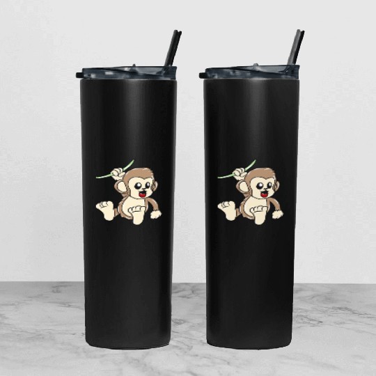 Monkey Tumbler With Lid And Straw