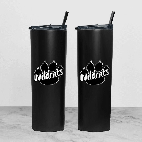 Wildcats Paw Print Back To School Spirit Mascot Tumbler With Lid And Straw